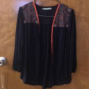 Worn only a couple times. Navy with coral detail.